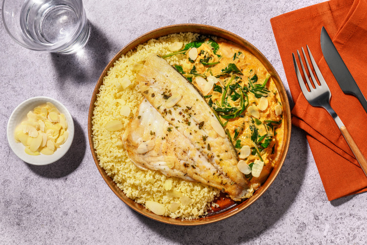 Basa in Creamy Pesto Rosso Sauce