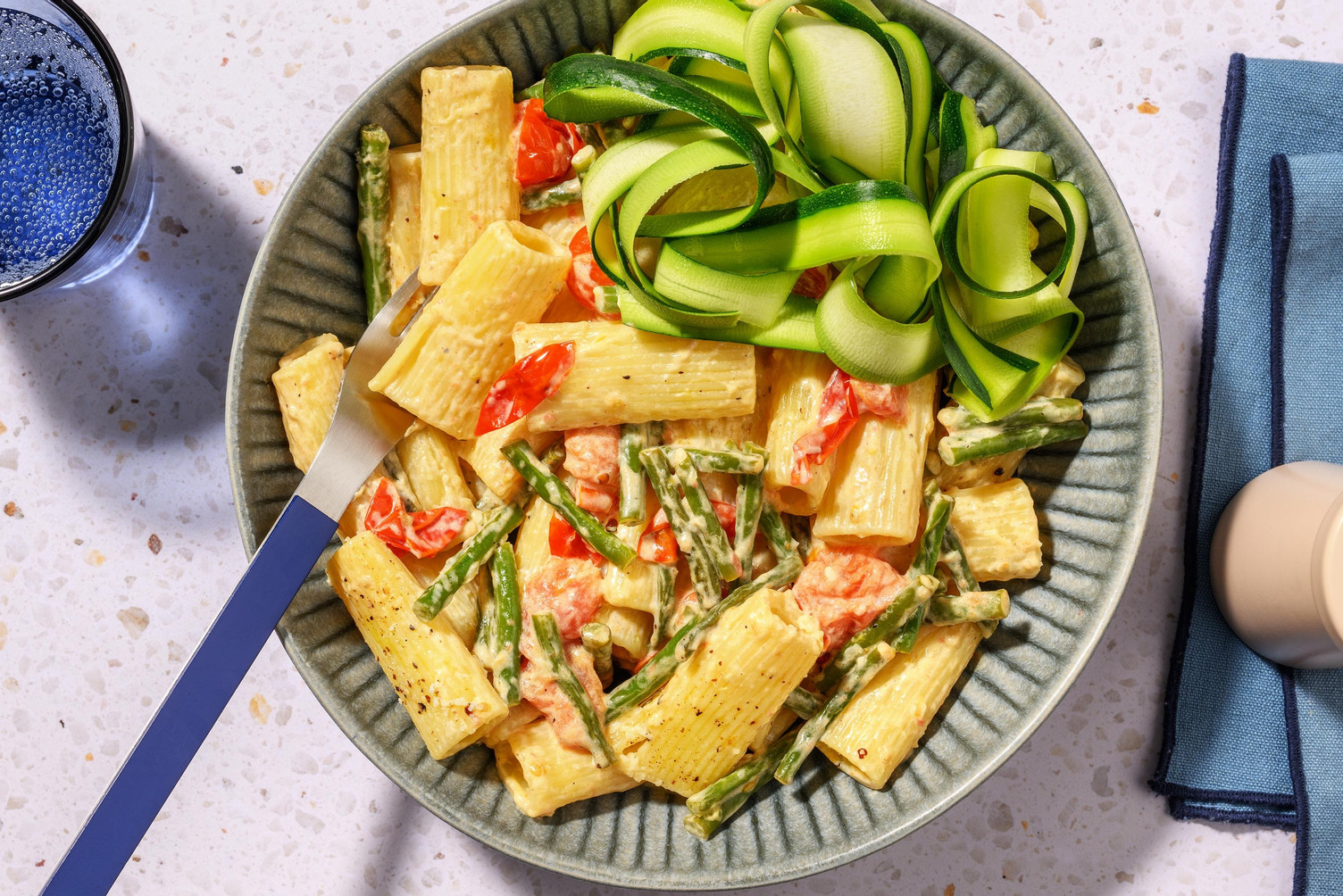 Springtime Tomato and Green Bean Rigatoni