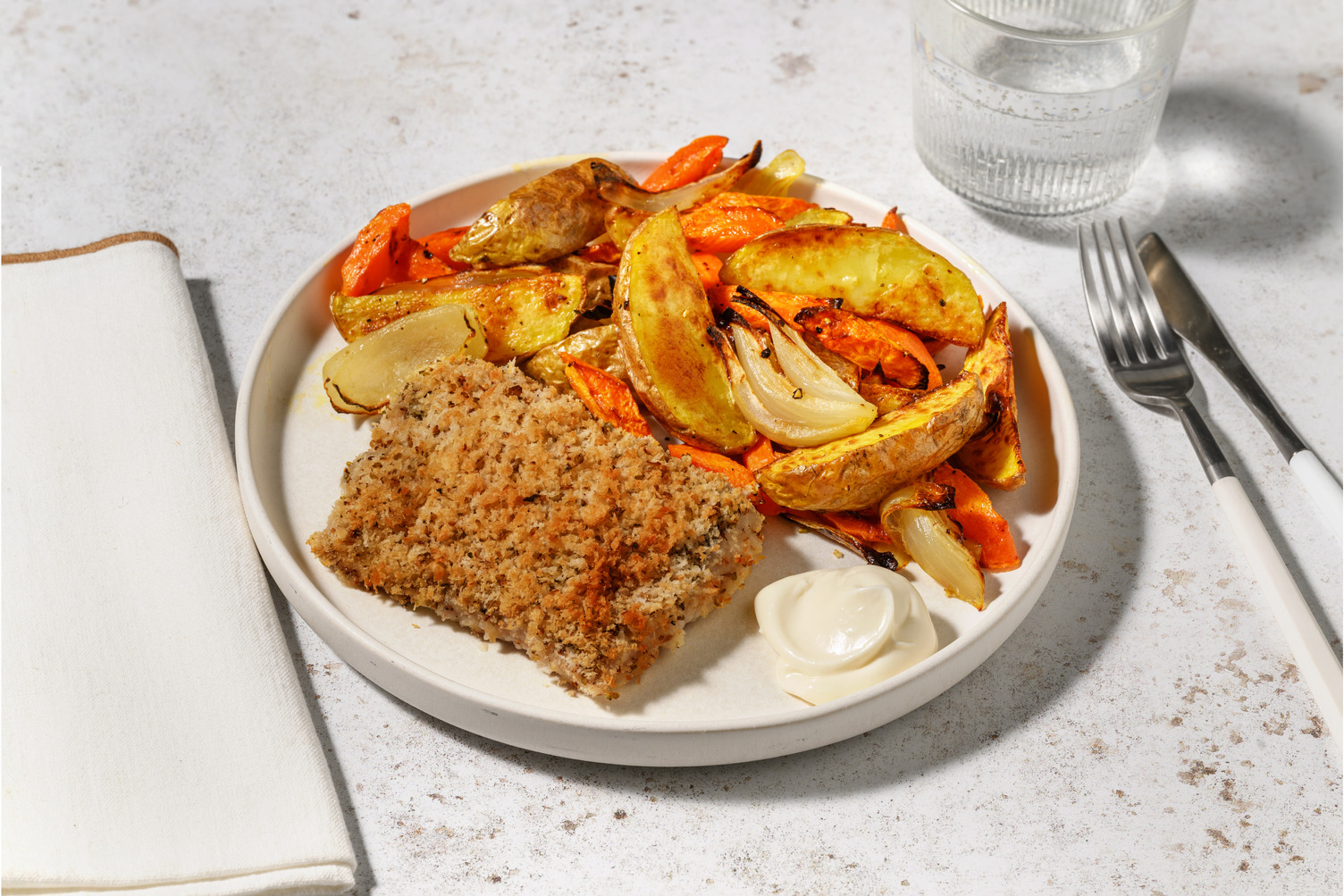 Extra de merluza con costra de panko y queso italiano