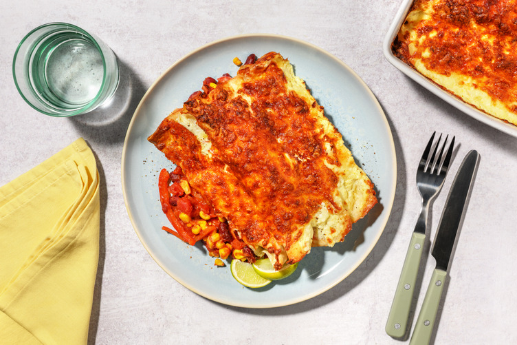 Cheese and Bean Enchiladas with Chorizo