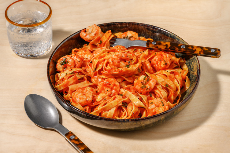 Fusilli complets all'arrabbiata aux crevettes