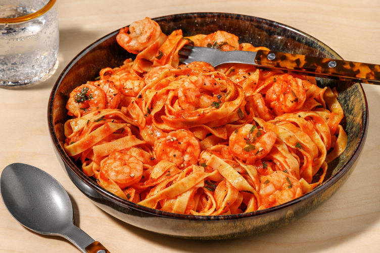 Linguine aux crevettes à la harissa et Parmigiano Reggiano