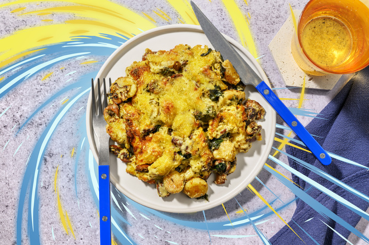 Gratin Mystique : gnocchi, champis & épinards