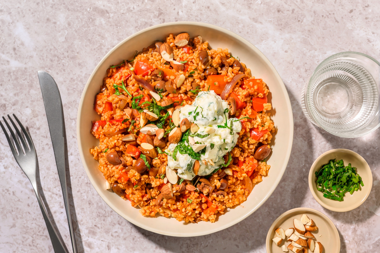 Boulgour façon pilaf à la libanaise & labneh