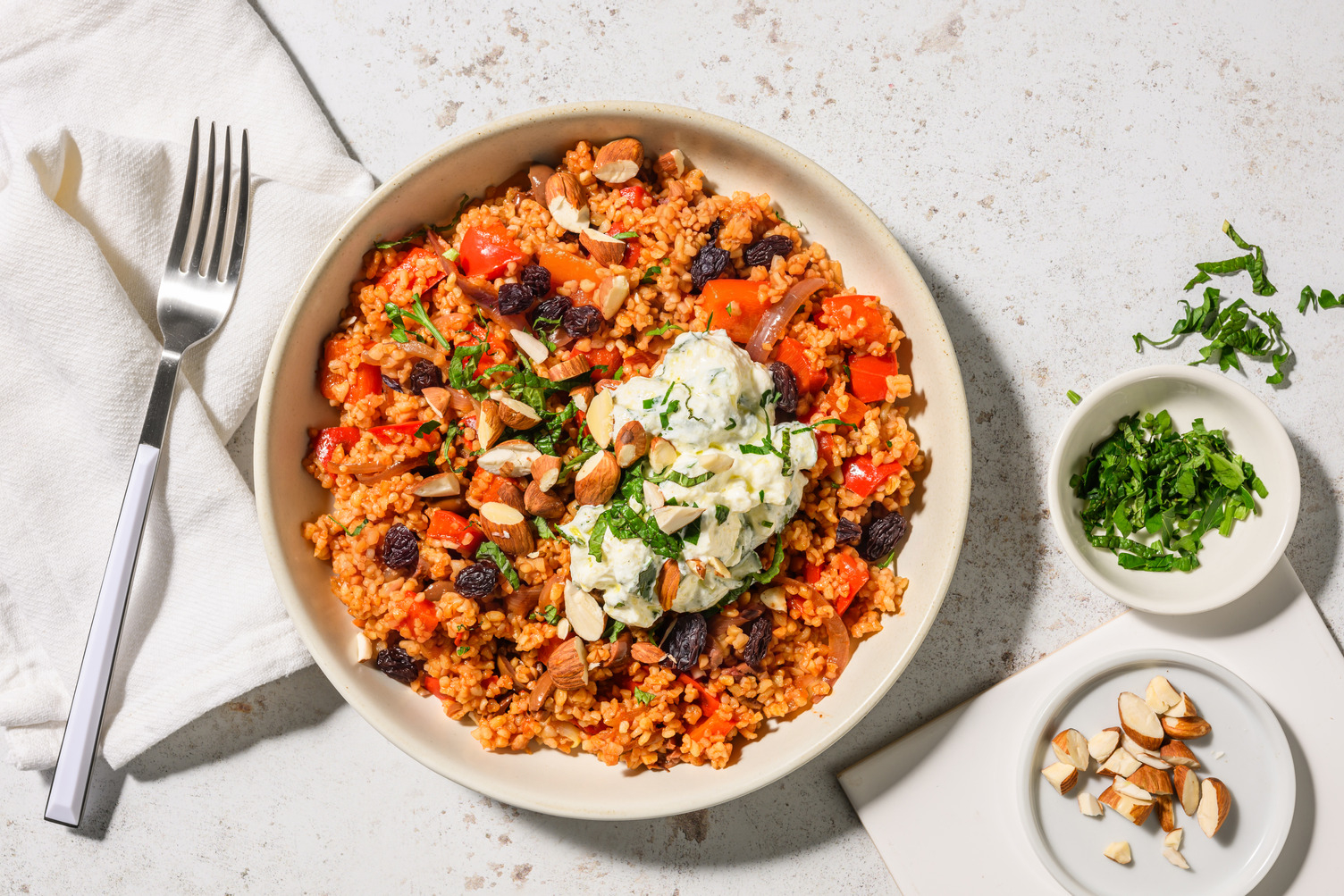 Boulgour façon pilaf à la libanaise & labneh