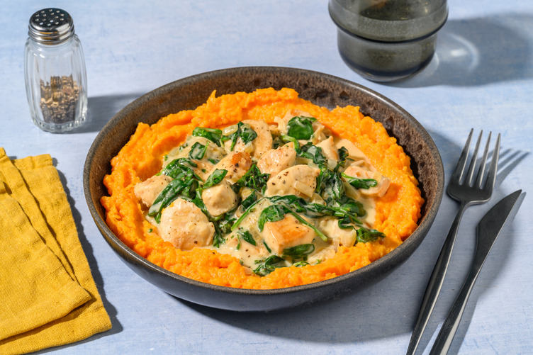 Poulet grillé sauce estragon & épinards