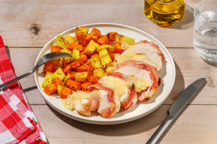 Poulet Label Rouge en manteau de lard & gouda