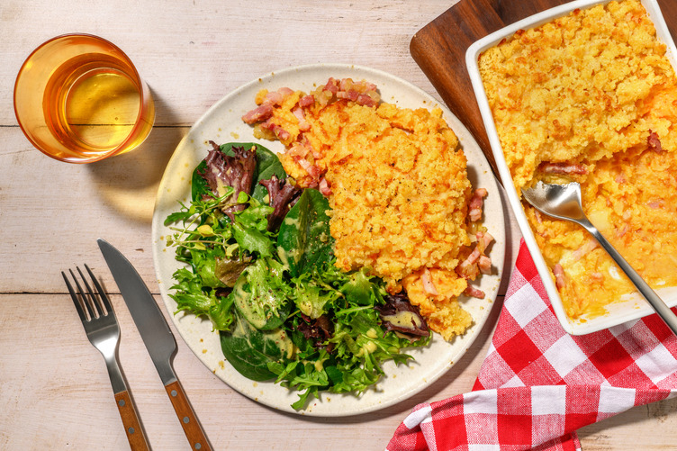 Crumble à l'Ossau-Iraty AOP & lardons