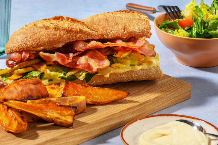 Bacon- och ostmacka med karamelliserat äpple