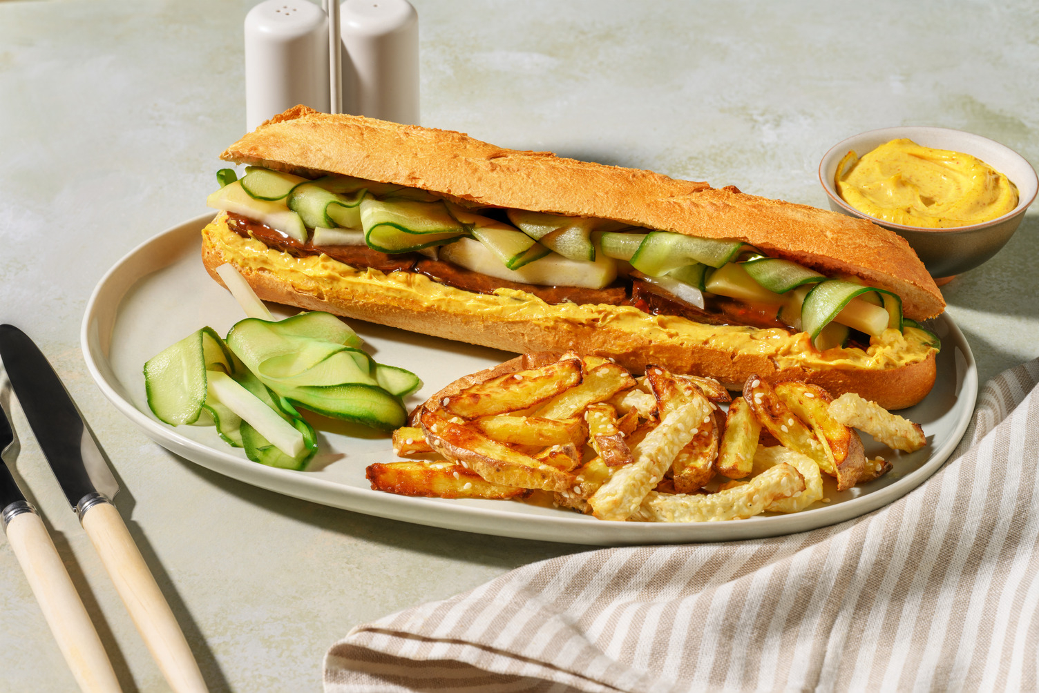 Vietnamesisk bahn mi med plantebaserte kyllingbiter