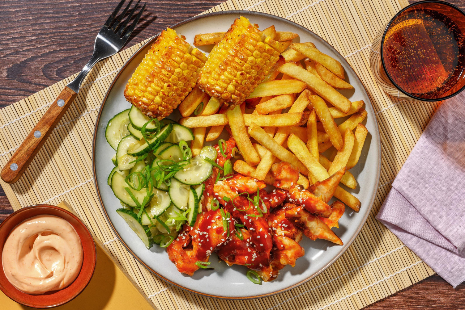 Spicy Korean Chicken mit Pommes