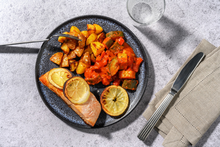 Basa with Pisto de Verduras