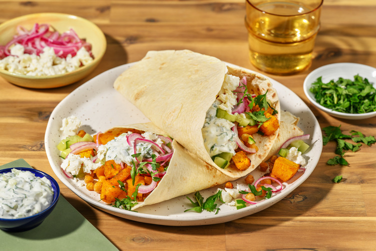 Wraps de courge & pois chiches rôtis