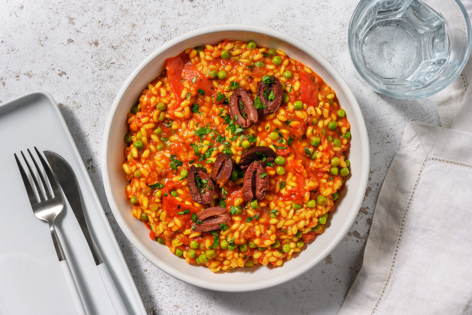 Arroz Viudo : riz aux légumes & olives