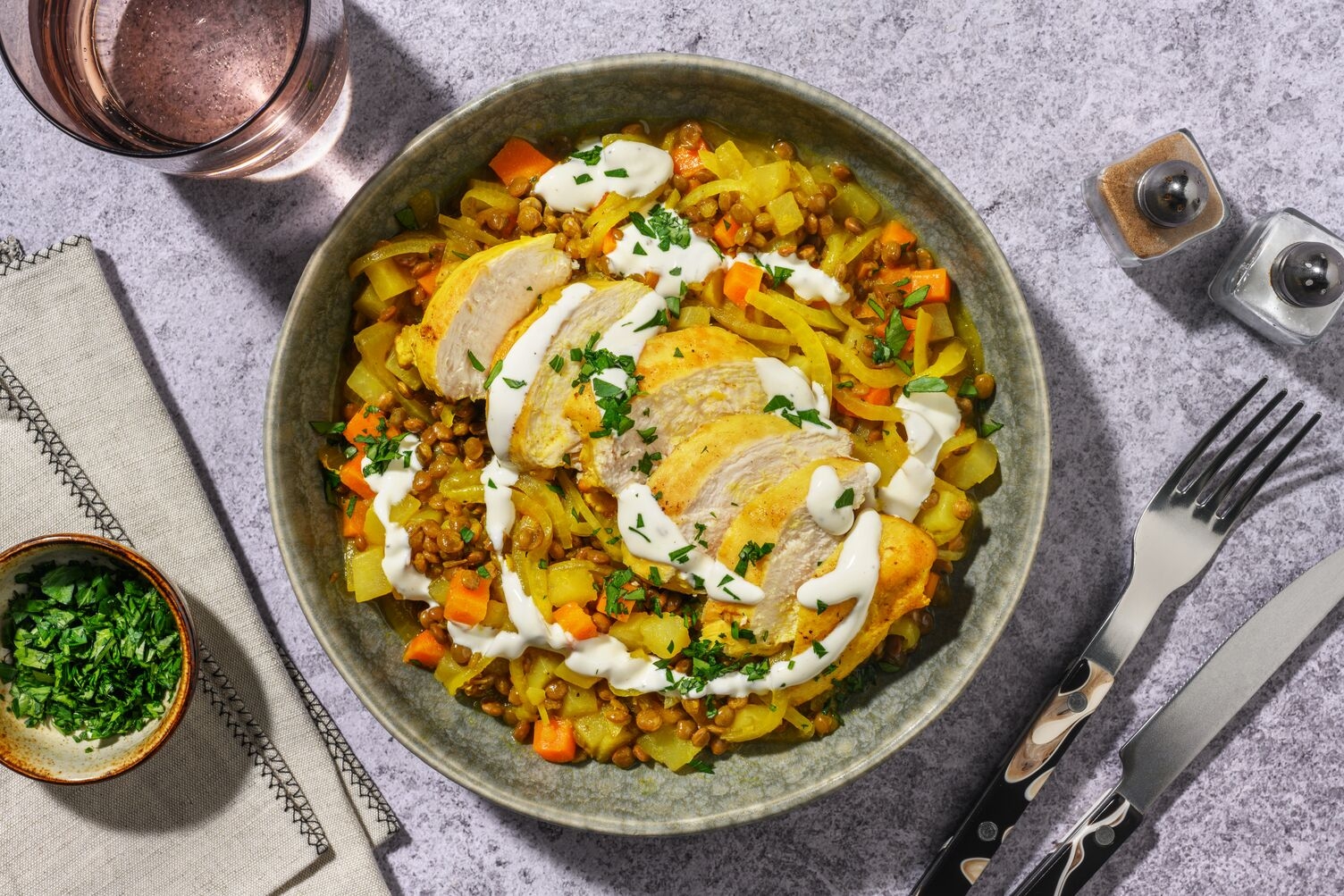Poulet Label Rouge & lentilles à la Rfissa