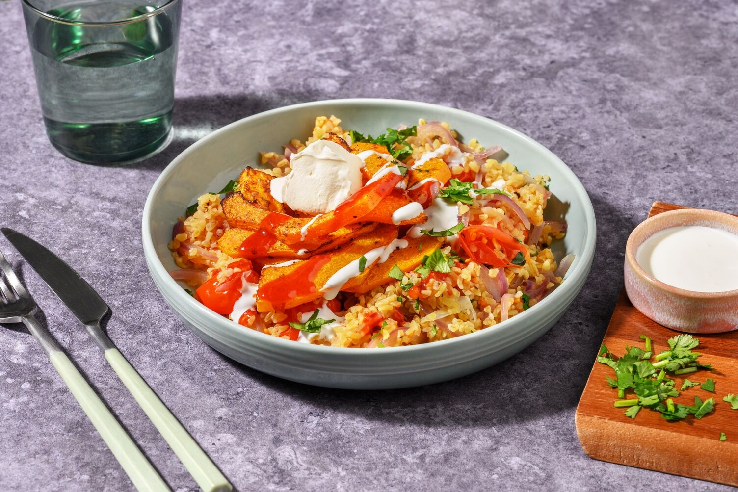 Spiced Halloumi and Butternut Bulgur Bowl