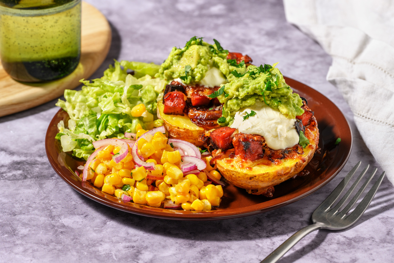 Pomme de terre garnie de chorizo & cheddar