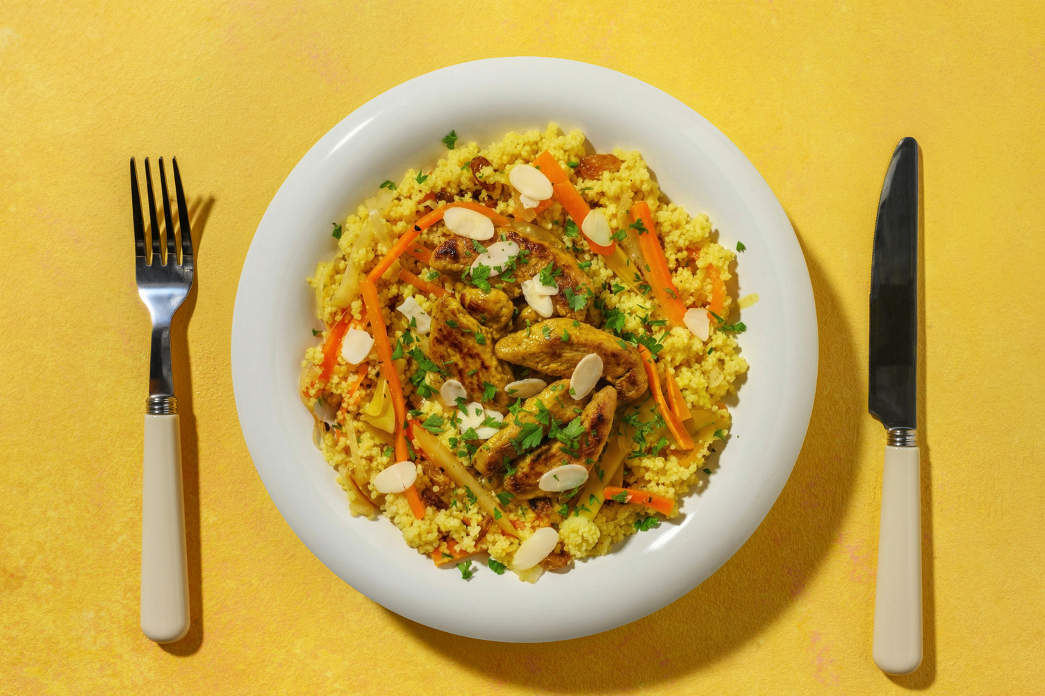 Bowl Express : semoule, émincés veggie & curry