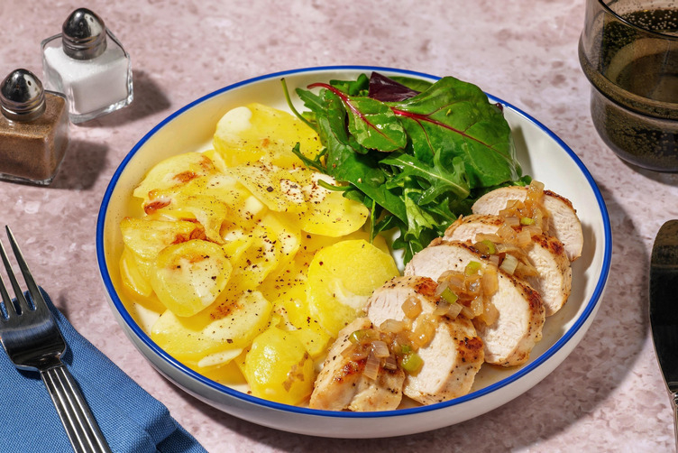 Bio-Hähnchen mit Gratin Dauphinois