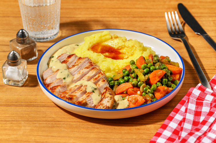 Porc grillé & sauce persil et crème d'avoine