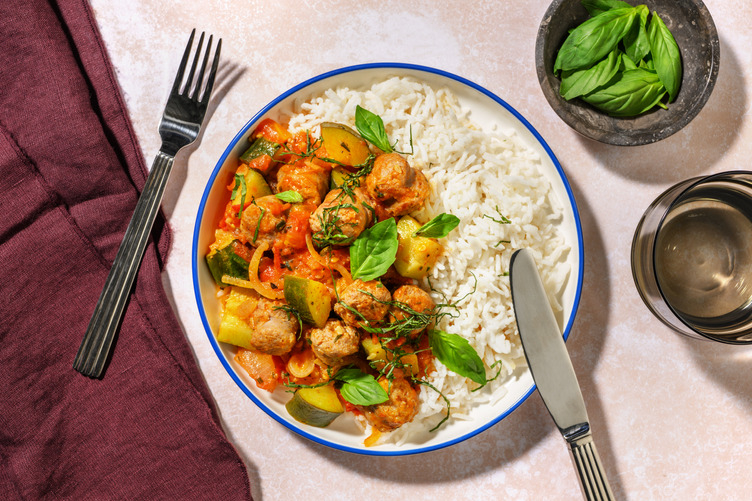 Poêlée de saucisse & courgette au pesto rosso
