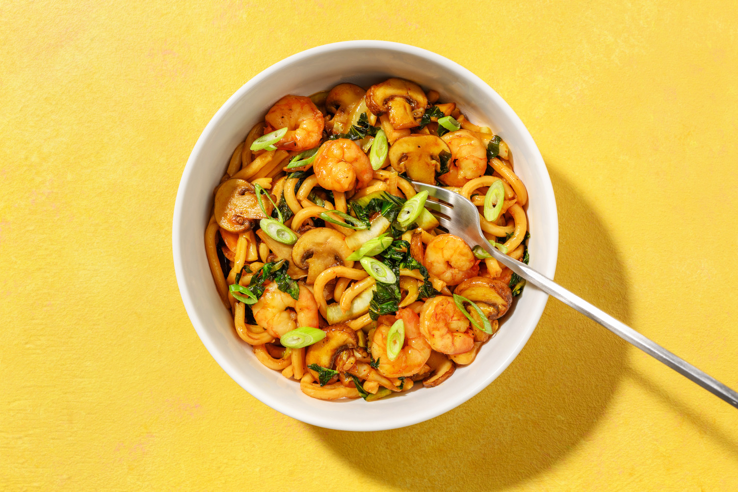 Nouilles udon crevettes & champignons minutes