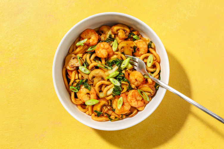 Nouilles udon crevettes & champignons