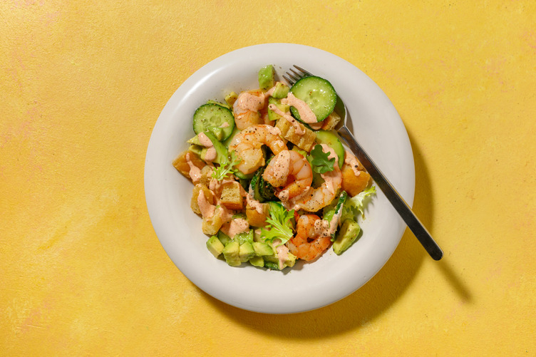Bowl « vite fait bien fait » crevettes & avocat