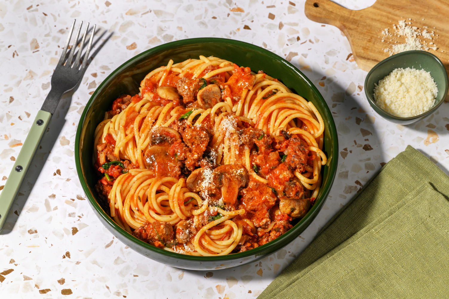 Speedy Lamb and Mushroom Spag Bol