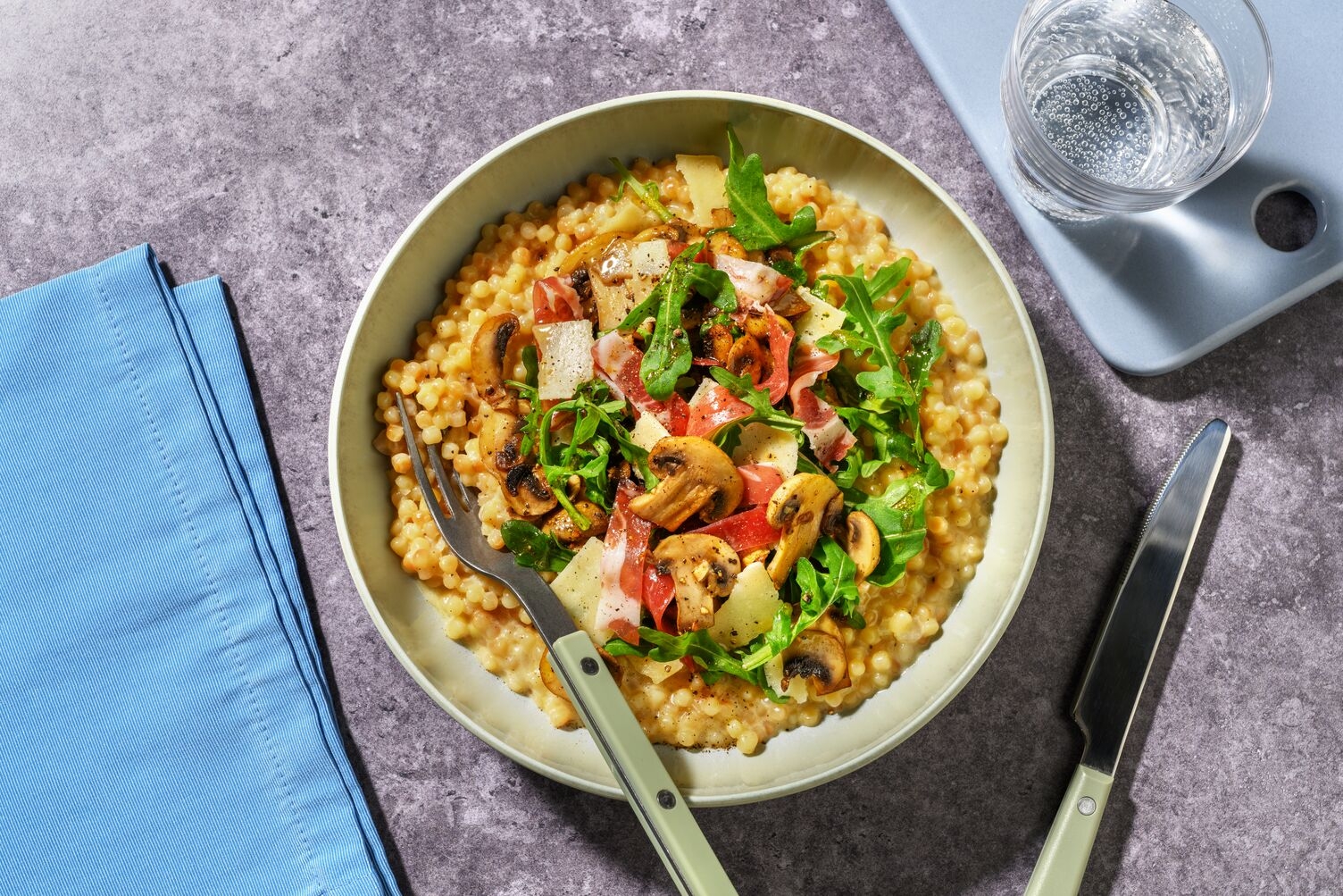 Risotto perlé d'automne, champignons & coppa
