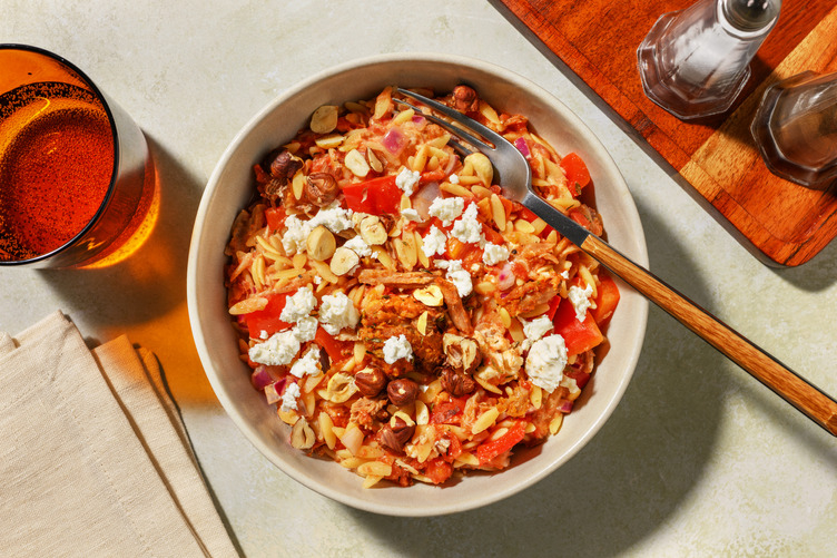 Tout au four : porc effiloché, poivron & orzo