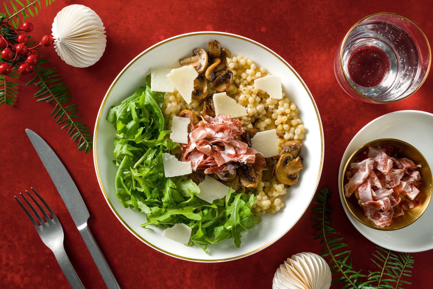 Risotto perlé d'hiver, champis & coppa