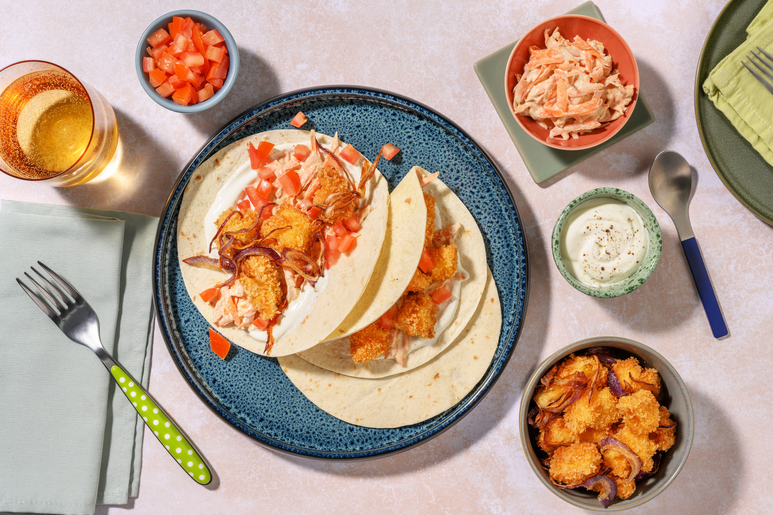 Tacos de pollo crujiente al pimentón ahumado