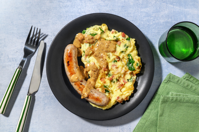 Bangers & Colcannon aux lardons à l'irlandaise