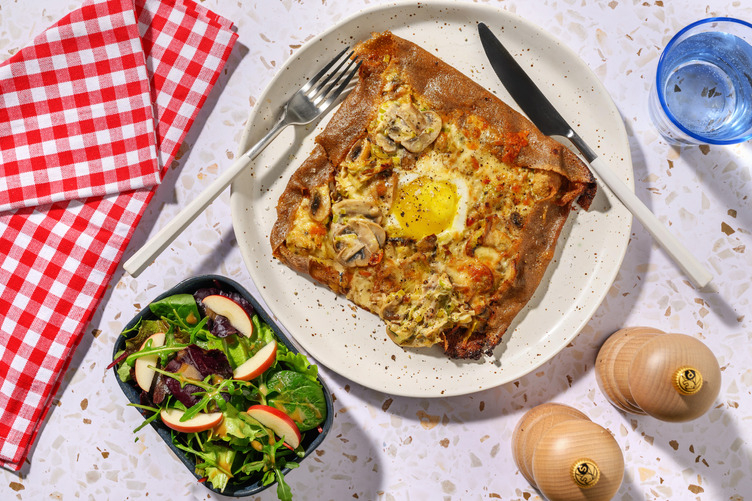 La Bretonne : galette poireaux & champis