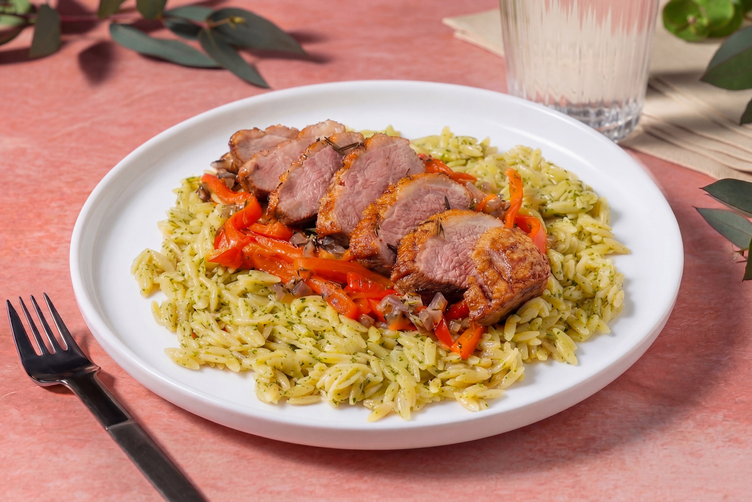 Canard nappé de pesto verde & salade