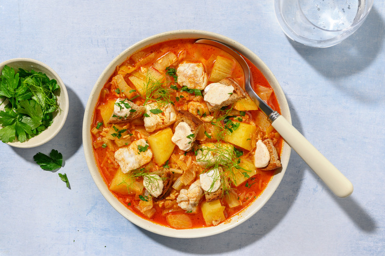Marmite de la mer : lieu, fenouil & croûtons