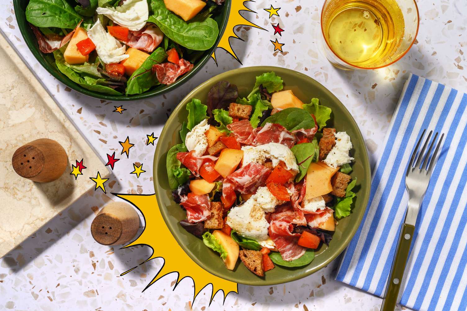 Salade Corsica de Falbala : melon & coppa