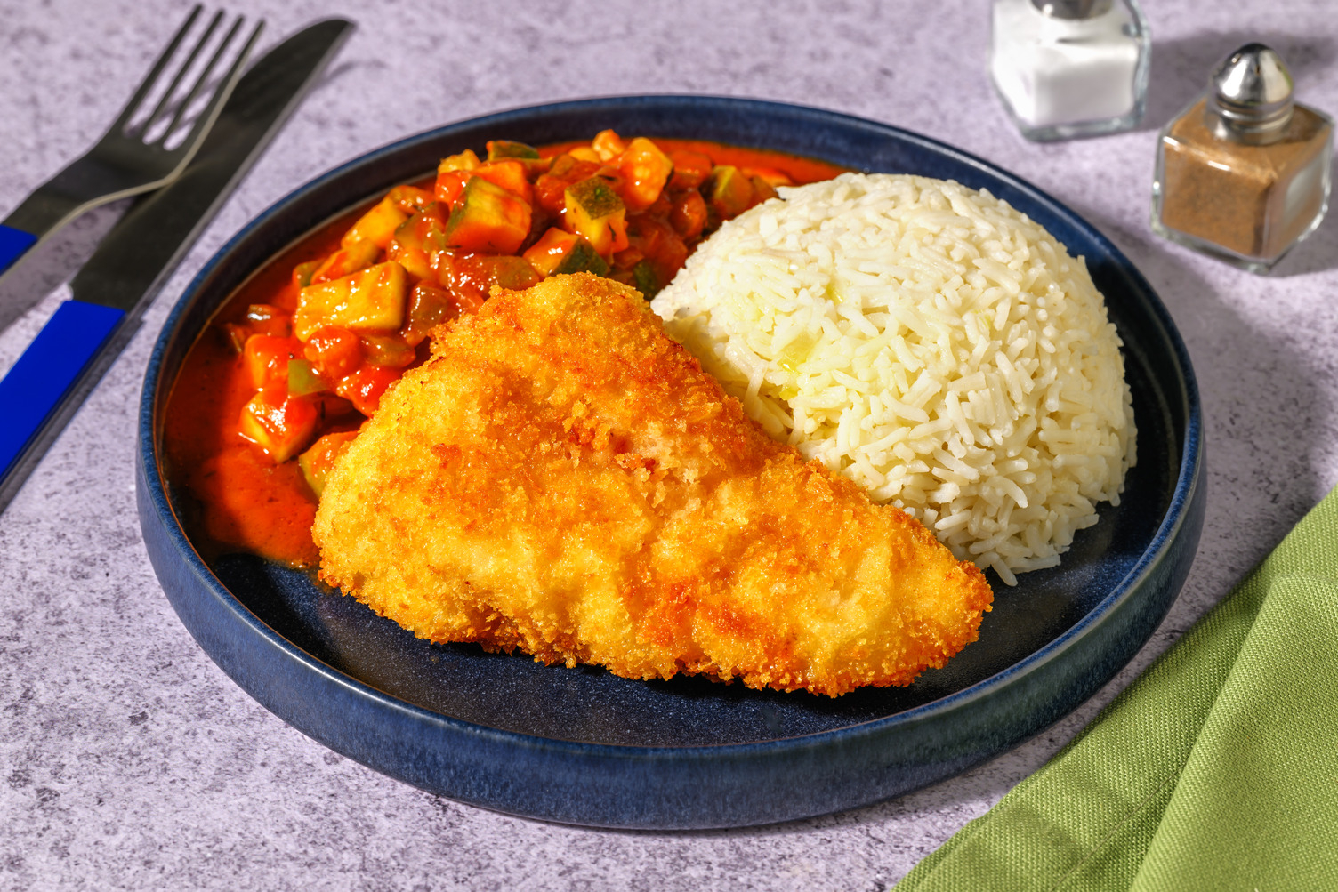 Escalope de dinde panée & sa ratatouille 