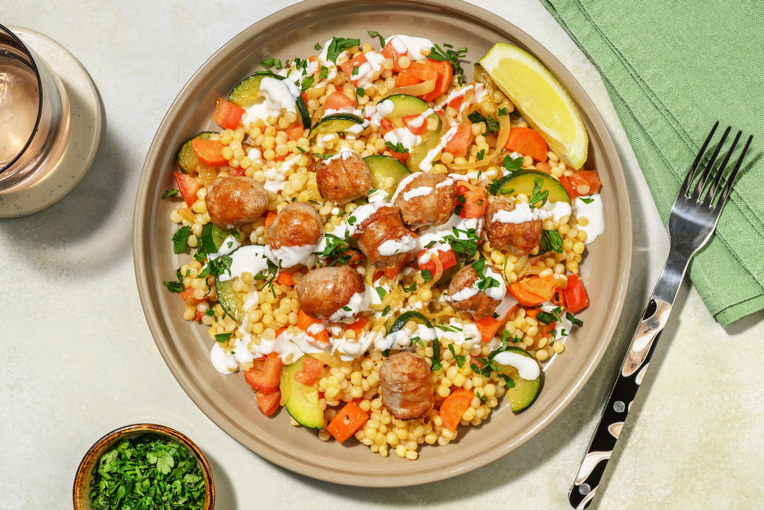 Chicken Sausage Bowl with Lemon Mayonnaise