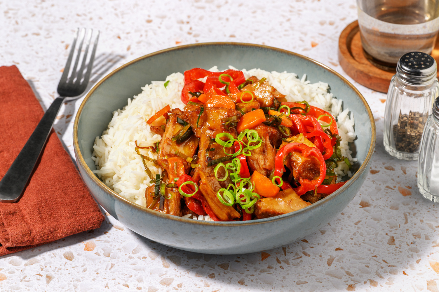 Vegane Teriyaki-Filetstücke mit Basmatireis