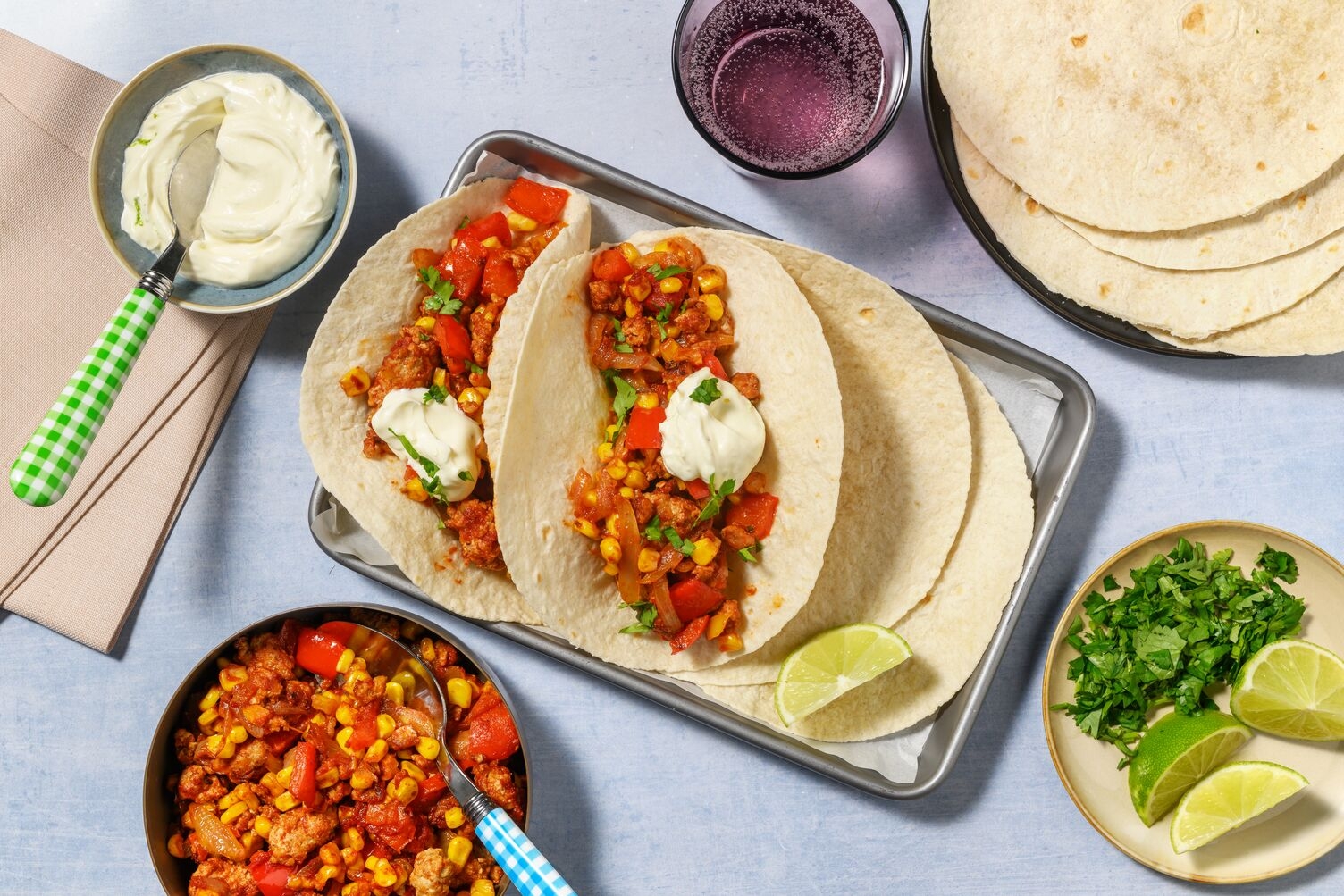 Beef and Pork and Sweetcorn Tacos