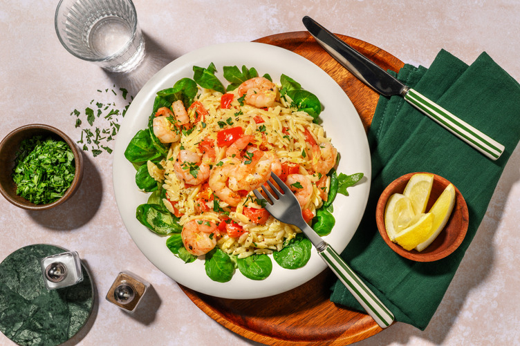 Orzo aux crevettes sauce ail & persil
