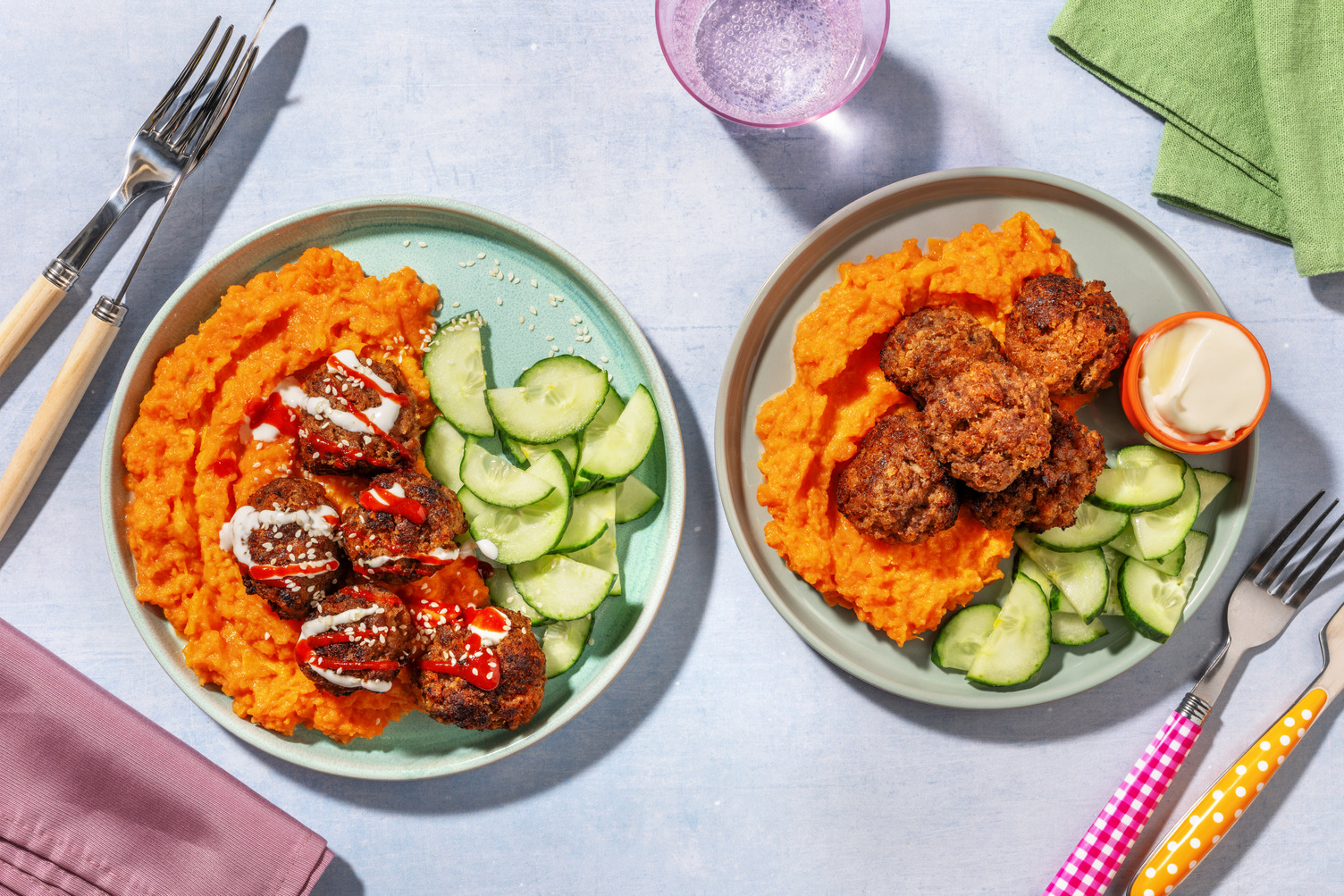 Drachenfeuer-Hacktätschli mit Süsskartoffelstock