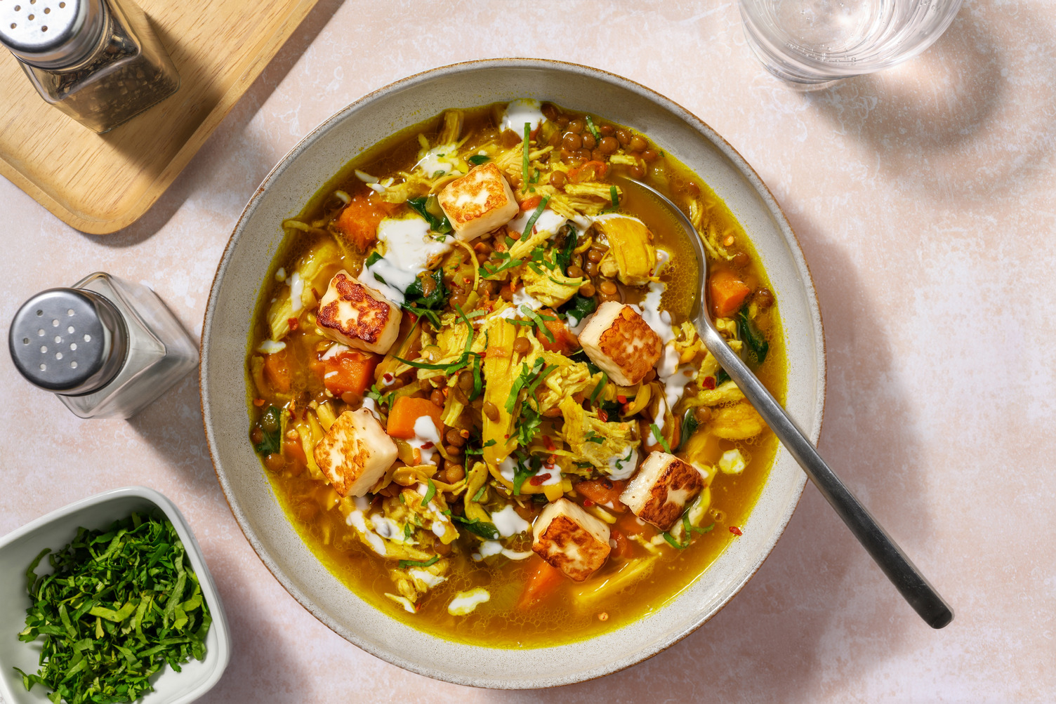 Persian Style Spiced Chicken and Halloumi Stew