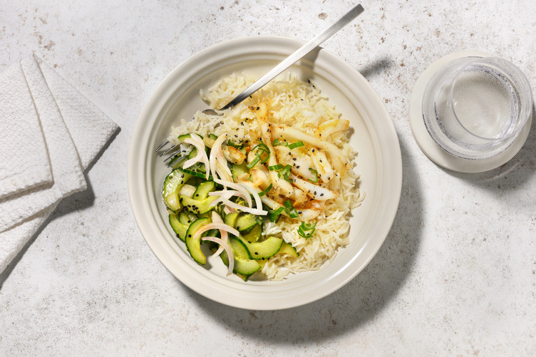 Tiras de calamar gigante en salsa de limón y miel