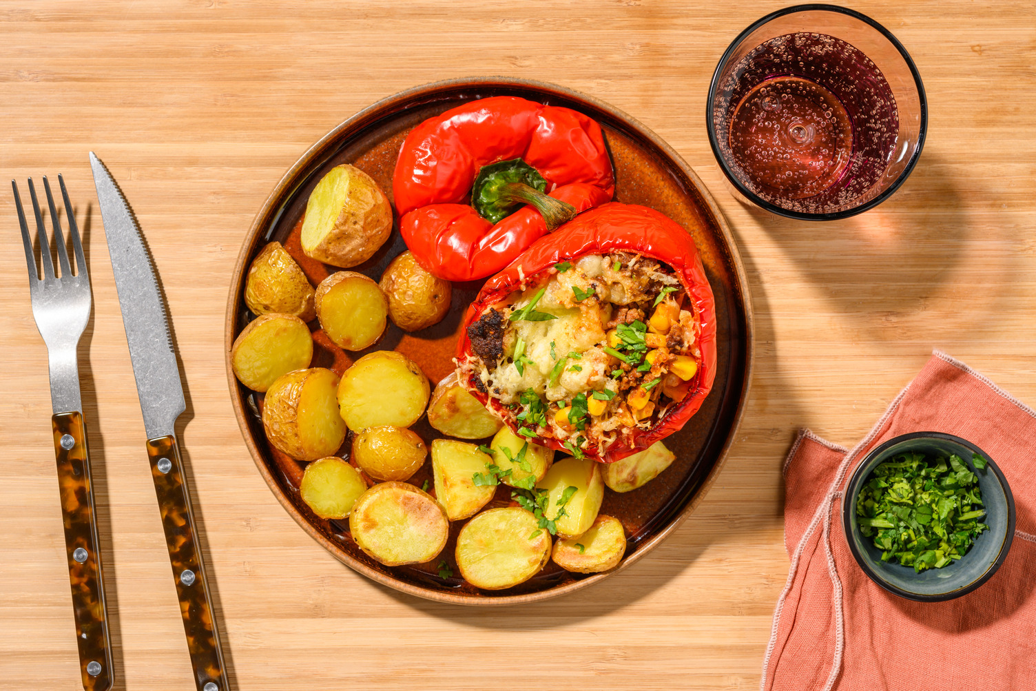 Turkey and Sweetcorn Stuffed Bell Pepper