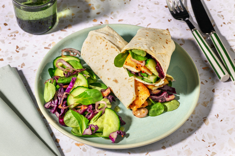 Cajun Spiced Golden Cheese Wraps with Falafel