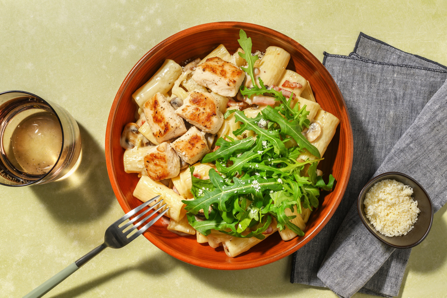 French Onion Style Chicken and Bacon Rigatoni