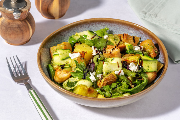 Super Green Salmon Panzanella Salad